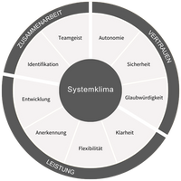 Überblick der Systemklimafaktoren aus der Leadership Diagnostik, welche wesentliche Faktoren für das Klima im Team sind